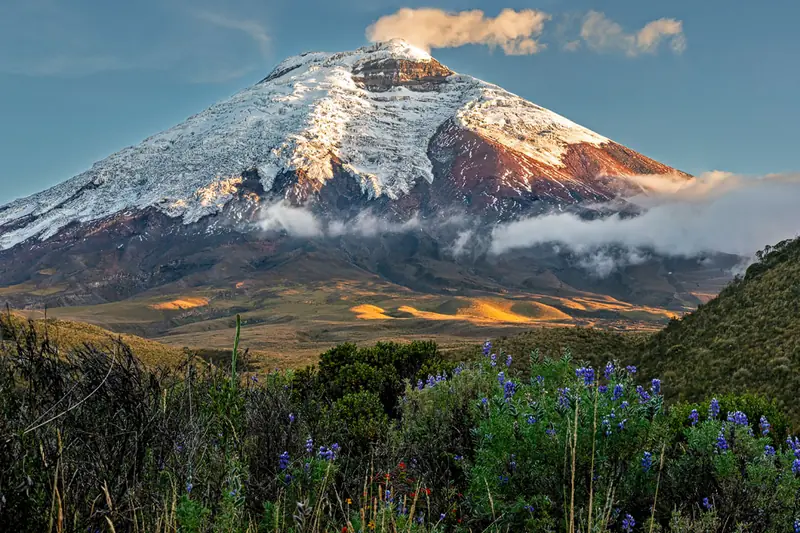 El Cotopaxi con luz de atardecer